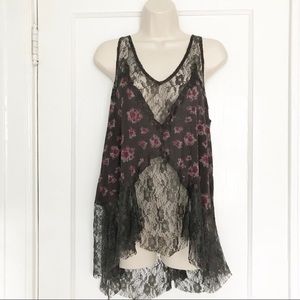 *SOLD* Free People Sleeveless Blouse Crop Top Floral Boho Lace Small Festival